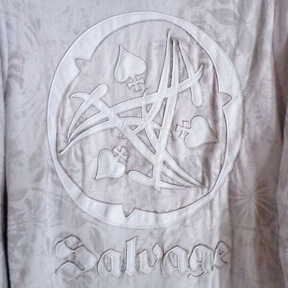 NIP Buckle Salvage Sun Spade Leather Patch Zip Front Hooded Lt Gray Khama Jacket - Picture 3 of 12